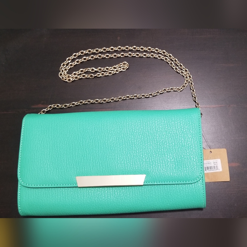 Chic Textured Clutch with Chain Strap. Crossbody, Shoulder Purse NWT
